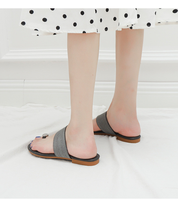 Women Flat Slides Sandals Summer Casual Beach Slippers Ladies Crystal Rhinestone Sandals