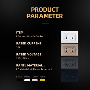 Giấy chứng nhận CE bán buôn Chất lượng cao PC chống cháy nhựa đôi 15A Russia chuyển đổi ổ cắm 220V đầy màu sắc EU tường ổ cắm - Product Image 5