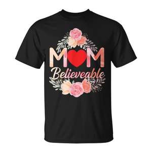 Camiseta Mum Believable Mothering Sunday con diseño floral para el día de la madre, cuello redondo negro - Product Image 1