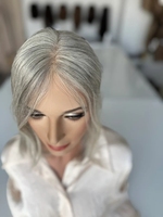 Perruque Lace Front Bob en Cheveux Humains Blond Gris Argenté Pré-Pluckée Sans Colle avec Dentelle HD pour Femme