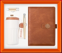 Ensemble Cadeau d'Entreprise de Luxe : Tasse Isotherme A5 et Carnet en Cuir – Style Imprimé pour Clients VIP