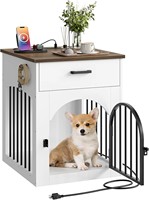 Meuble de salon moderne pour chien avec station de charge intégrée et tiroir de rangement, écologique et durable pour petits animaux