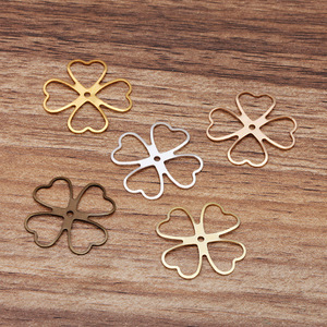 Acessórios de Ornamentação DIY Material Artesanal Peça de Flor de Cobre 22mm4 Coração Pêssego (09346) - Product Image 3