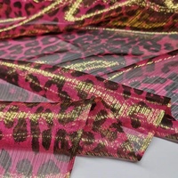 Tissu en Georgette de Soie Métallique Dorée Brillante à Imprimé Léopard Lurex, Doux au Toucher, pour Vêtements Féminins Élégants