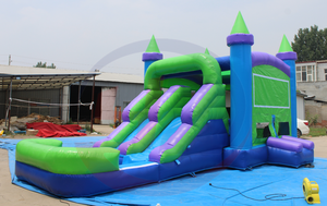Château gonflable bleu sarcelle avec toboggan, parc aquatique pour enfants sur le thème fantastique et ensemble <span class=keywords><strong>de</strong></span> château gonflable - Product Image 4