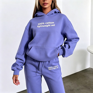 <span class=keywords><strong>Tuta</strong></span> Sportiva da Donna in Due Pezzi di Alta Qualità con Logo Personalizzato, Leggera, <span class=keywords><strong>100</strong></span>% <span class=keywords><strong>Cotone</strong></span>, Casual con Cappuccio - Product Image 2