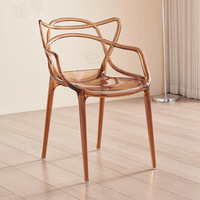 Chaise transparente en acrylique à oreilles de chat, style nordique, populaire sur Instagram, empilable, fauteuil creux, chaise de loisirs, de salle à manger ou d'attente