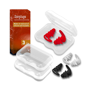 Lot de 3 bouchons d'oreilles en <span class=keywords><strong>silicone</strong></span> réutilisables anti-bruit à 3 couches, imperméables, pour la natation, le sommeil, la plongée, le surf, protection des oreilles - Product Image 1