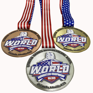 Medaglia del Campionato <span class=keywords><strong>Mondiale</strong></span> di Armwrestling USA <span class=keywords><strong>2020</strong></span>, Finitura Oro - Product Image 3