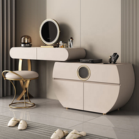 Ensemble coiffeuse de luxe moderne italien extensible avec miroir LED et plateau en pierre frittée pour chambre à coucher
