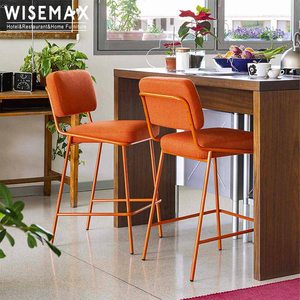 WISEMAX moderno restaurante isla <span class=keywords><strong>bar</strong></span> taburete silla MARCO DE ACERO DE METAL terciopelo falnnel mostrador altura silla para cocina <span class=keywords><strong>sillas</strong></span> de <span class=keywords><strong>bar</strong></span> - Product Image 6