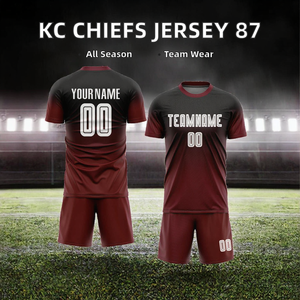 เสื้อเจอร์ซีย์ทีมแคนซัส ซิตี้ ชีฟส์ ดีไซน์ใหม่ปี 2026 แบบสั่งทำพิเศษ 32 ทีม # เสื้อกีฬาอเมริกันฟุตบอลแขนสั้น 87 เคลซ - Product Image 2