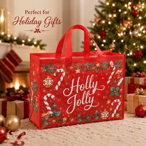 Sac fourre-tout personnalisé en non-tissé pour Noël, réutilisable pour les fêtes, les kits de soins hospitaliers, les cadeaux de Noël, les sacs cadeaux pour patients et visiteurs, avec logo - Product Image 3