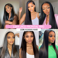 YWhair Perruque Lace Frontale 13x4 Sans Colle, Cheveux Humains Brésiliens Bruts, Perruque Lace Front en Cheveux Vierges avec Cuticules Alignées, Perruque Ultra-Lisse