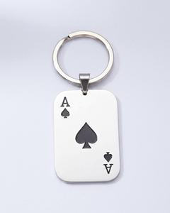 Portachiavi in Metallo <span class=keywords><strong>Asso</strong></span> di Cuori Acciaio Inossidabile Placcato <span class=keywords><strong>Oro</strong></span> Regalo Artigianale Souvenir Decorazione per Borsa Auto Cappello Natale Europa CE - Product Image 4