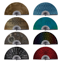 Éventail en bambou classique de 13 pouces, imprimé sur mesure, grand format, thème féerique, avec housse en tissu nylon fait main, vente en gros de haute qualité