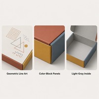 Boîte Cadeau à Blocs de Couleurs et Lignes Géométriques, Impression Personnalisée, Rigide, à Rabat, Robuste, Recyclable, Vente en Gros Direct Usine, Emballage Plat