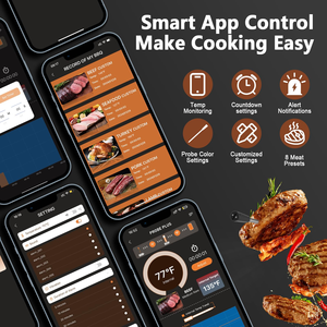Thermomètre <span class=keywords><strong>de</strong></span> barbecue sans fil Smart APP Offre Spéciale avec 2 sondes et répéteur Construction en métal Connexion Bluetooth - Product Image 3