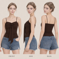Nuevas Prendas para Mujer: Top sin Mangas con Cuello Redondo, Transpirable, Antipilling, Estampado Floral Digital, Lazo en la Espalda y Detalle de Anillo Metálico en la Parte Delantera