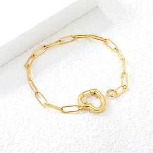Pulseras de Cadena de Acero Inoxidable Chapadas en Oro de 18K, Modernas, con Diseño de Clip, para Mujer, Resistentes al Agua, con Corazón, para Regalo - Product Image 5