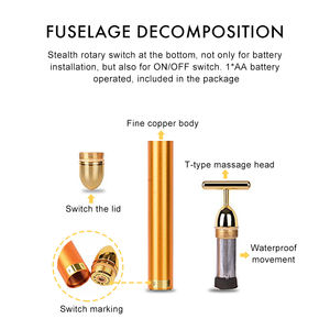 추천 개인 스킨 케어 제품 24K 골드 페이스 리프트 조각 마사지 도구 강화 전기 진동 페이셜 마사지 - Product Image 6