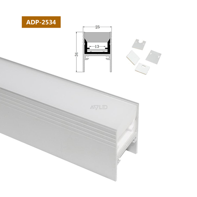 Custom 0.5/1m Channel Ground Recessed Strip With PC Diffuser Anodizing 6063 T5 Aluminium Alloy Led Profile for Linear Led Strip