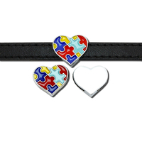 8mm vente en gros mignon arc-en-ciel coeur strass émail breloques alliage glisser breloques pour Bracelet bracelet bande fabrication de bijoux cadeau