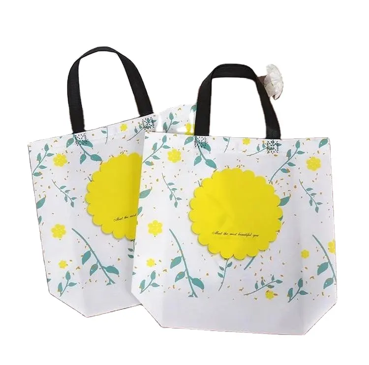 Personalizado impreso barato Eco PP no tejido bolsas de compras reutilizable tela Shopper con logotipo