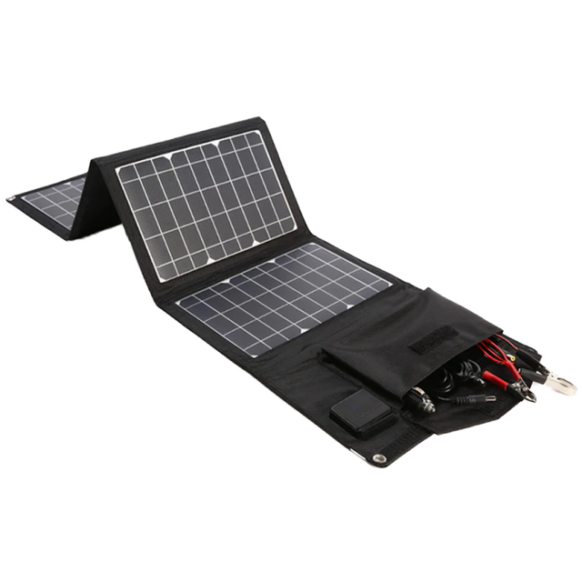 24V 200W Portable Foldable Solar Panel Mono Crystalline Cell ETFE Laminated Ultralight Hiking Charger for 12V 48V Battery EV Car