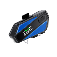 Casque de moto avec interphone double personne V5.3, lumière LED, étanche IPX6, réduction de bruit ENC, Type-C, sur oreille, carte TF 128M-128G, mains libres