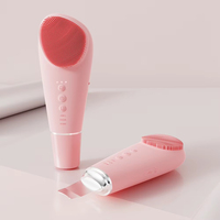 Neues Design Silikon Gesichtsreinigungsbürste Elektrischer Gesichtsreiniger Spatel 2-in-1 Peeling-Massagegerät Wasserdicht Ultraschall UK