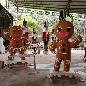 Grande sculpture <span class=keywords><strong>de</strong></span> Noël en fibre <span class=keywords><strong>de</strong></span> verre en forme d'homme en pain d'épices pour extérieur, statue personnalisée, ornement, décoration <span class=keywords><strong>de</strong></span> jardin, centre commercial, événements - Product Image 5