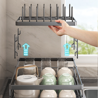 Promotion : Égouttoir de cuisine 2 niveaux facile à installer pour vaisselle, assiettes et bols