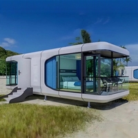 Lodge de camping haut de gamme, résidence modulaire préfabriquée en acier, pod de vie intelligent populaire mondial, maison capsule spatiale de luxe