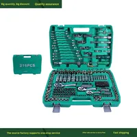 Ensemble d'outils de réparation automobile Lanmo de 216 pièces, à commande manuelle, en acier au carbone, à rangée verticale, avec douilles de 10 à 60 mm, garantie 1 an