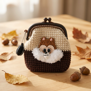 Portamonete in Stile Giapponese e Coreano, Borsa Dorata con Bocca in Resina <span class=keywords><strong>Anime</strong></span> Lavorata all'Uncinetto con <span class=keywords><strong>Filo</strong></span> a Fiocco di Neve, Realizzata a Mano con <span class=keywords><strong>Filo</strong></span> di Lana - Product Image 1
