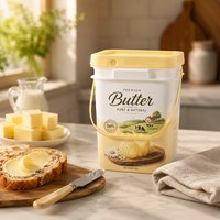 Seau en plastique PP carré de qualité alimentaire, durable et personnalisé, 3L 5L, avec couvercle et poignée, pour le stockage des aliments (vente en gros)