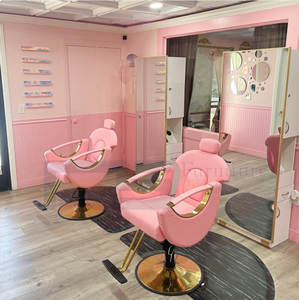<strong>Beauty</strong> Styling <strong>pink</strong> <strong>Salon</strong> Chair Equipment Hair Furniture Modern Barber Chair Set - Product Image 1