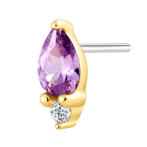 Piercing storie 14K oro massiccio taglio pera CZ Top Piercing gioielli Piercing - Product Image 3