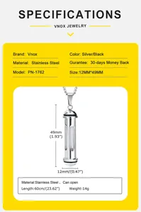 Kalung Wanita Pria Baja Anti Karat Kaca Pengumpul Pasir Bunga Botol Terbuka Liontin Kenangan Kalung Perhiasan Guci Kremasi - Product Image 4