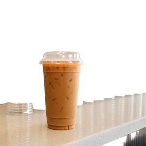 Customized Disposable PET <b>PLA</b> Cups with Lids Clear Embossed Printing Logo Boba Coffee and Cold Drinks - Product Image 1
