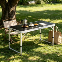 Table de repas rectangulaire moderne pliable et réglable en hauteur, portable, en alliage d'aluminium, durable et légère, pour l'extérieur