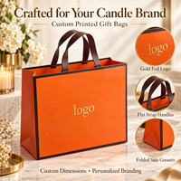 Sacs cadeaux en kraft orange chaud avec logo en feuille d'or pour l'emballage de bougies artisanales et les commandes en gros de grande quantité