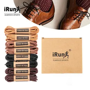 SunFei Luxurious Leather Sneaker Laces Making Shoelaces Derby waxed shoe laces round Formal Dress Wax Shoelaces