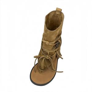Sandalias romanas de tacón grueso con punta en pico para mujer, estilo nuevo de verano 2026, botas vaqueras occidentales - Product Image 5