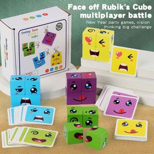 Cubo Mágico de Madera con Expresiones Faciales Cambiantes, Bloques de Construcción, Juego de Combinación de Patrones, Rompecabezas Educativos, Juegos de Mesa para Niños - Product Image 1