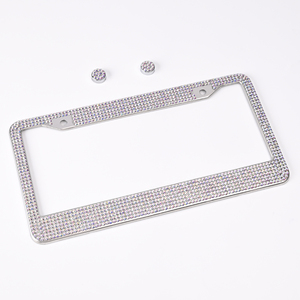 Accesorios para Automóviles, Marco de Matrícula de Acero Inoxidable con Diamantes de Imitación Rosados, Cubierta para Placa de Matrícula - Product Image 6