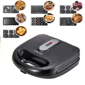 Belgian Commercial Detachable Mini Bubble Egg Electric Waffle Maker 7 In 1 Household Waffle Plates 7 In 1 Sandwich Maker Machine