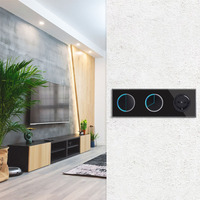 Plaque murale de sécurité enfant LangYeao en verre trempé à réinitialisation automatique, pour interrupteur/prise 1/2/3/4 voies, avec anneau lumineux LED de 2 mm d'épaisseur