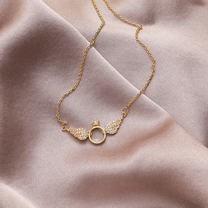 Woying Design In Metallo Little Wing Ragazze <span class=keywords><strong>Collana</strong></span> Femminile di Cristallo di Angelo Dell'anello del Cerchio <span class=keywords><strong>Collana</strong></span> A Catena In Oro - Product Image 5